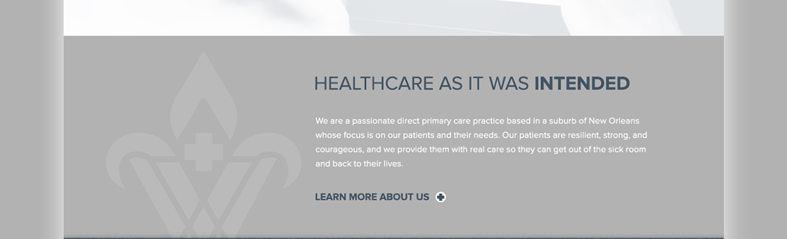 View of Vieux Care's website, designed by Entermotion, a Wichita web-design studio.